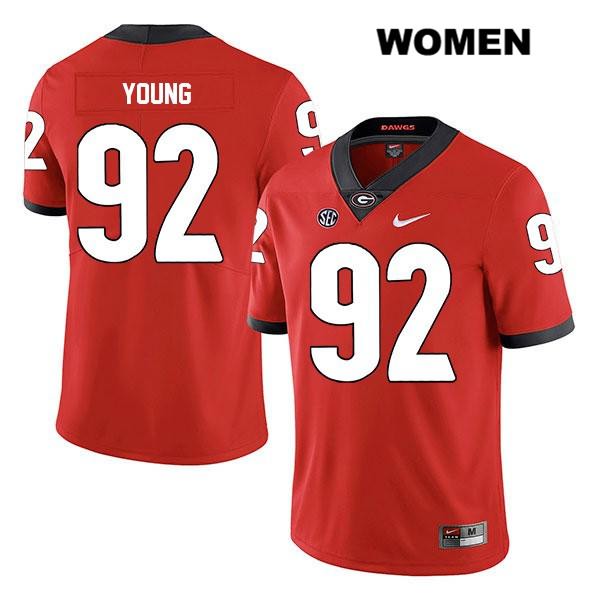 Georgia Bulldogs Women's Justin Young #92 NCAA Legend Authentic Red Nike Stitched College Football Jersey ZIR3056QP